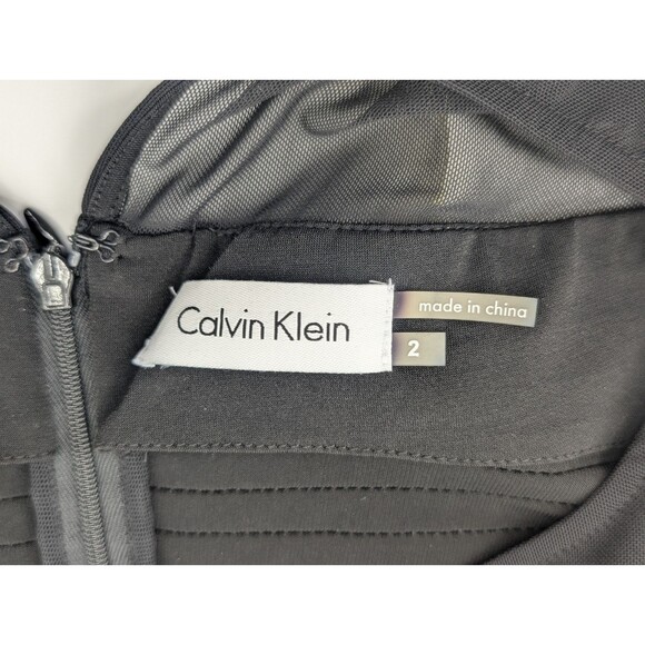 Calvin Klein Black Sheath Ribbed Mesh Sleeveless Bodycon Midi Dress Size 2 - Picture 3 of 8